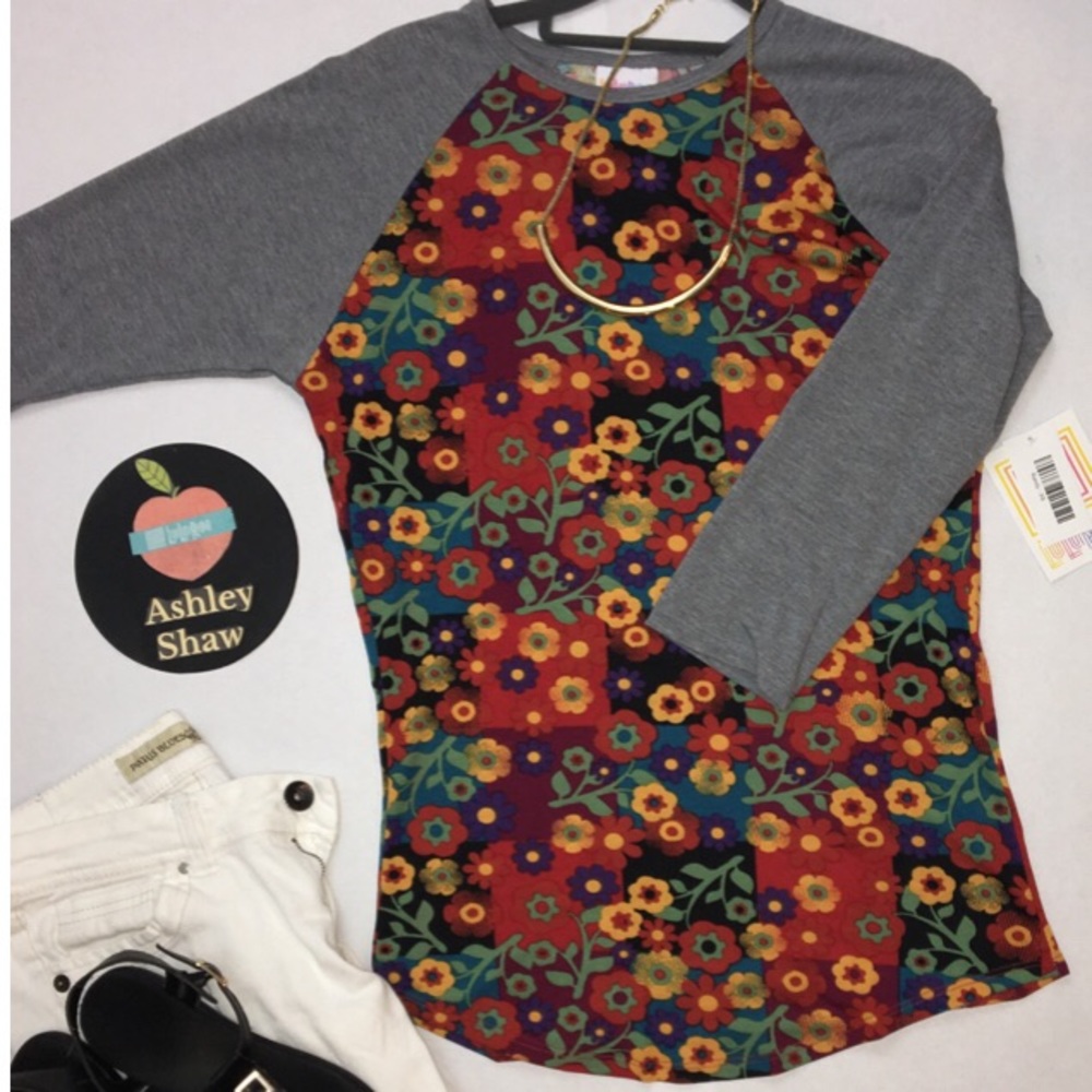 LuLaRoe Vintage Floral Baseball Tee- NWT